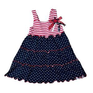 Girls 2T Patriotic Dress Stars And Stripes Sleeveless Summer Red White Blue